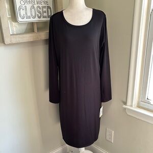 Lularoe Debbie Solid Long Sleeve Midi Dress Black NWT